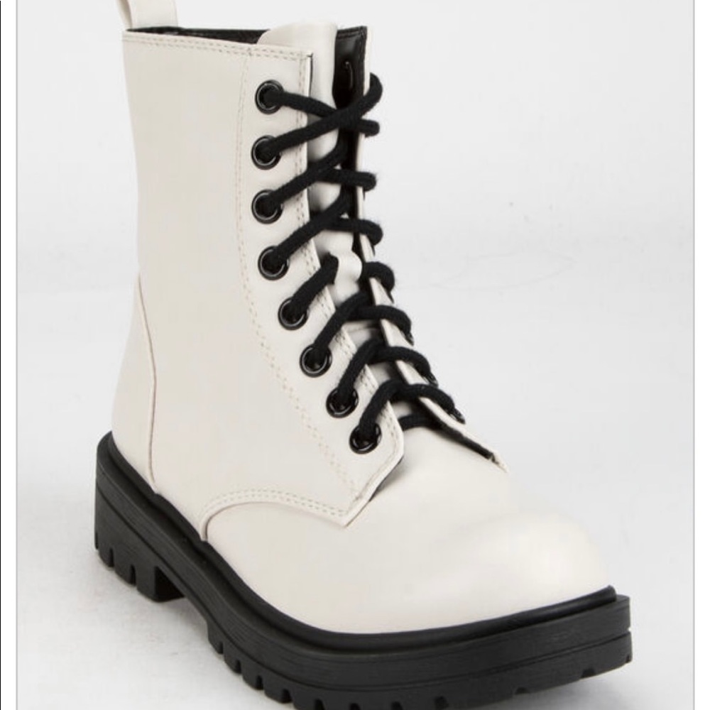 White Combat Boots